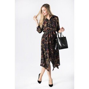 patterned shirt dress with a tie at the waist and elongated sides