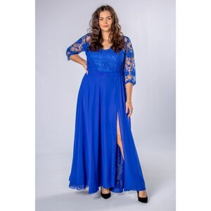 evening maxi dress with a lace top and a slit on the back