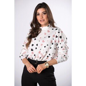 patterned blouse with a stand-up collar