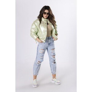 foil bomber jacket with detachable sleeves
