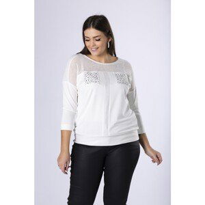 Knitted blouse with breast pockets and mesh insert on the shoulders