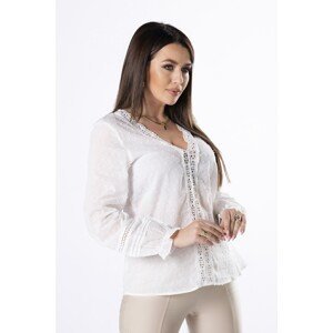V-neck blouse with lace stitching on the front