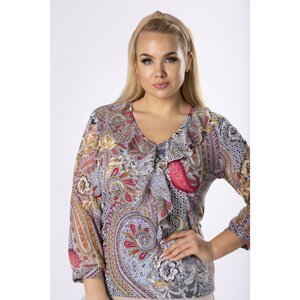 patterned blouse with chiffon sleeves