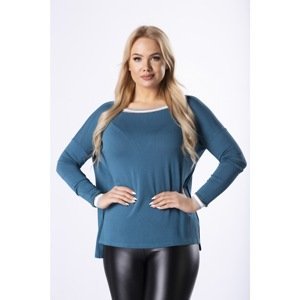 knitted blouse with brocade trim at the neckline