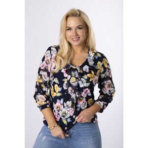 patterned blouse with chiffon sleeves