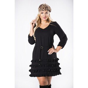 dress with ruffles at the bottom and a V-neck