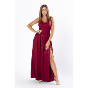 shimmering maxi dress with a deep slit and a slit on the back
