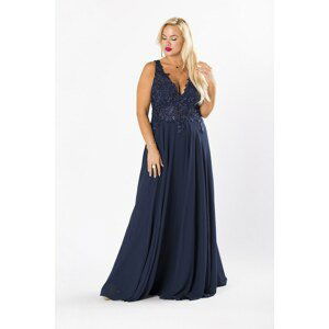 evening maxi dress with sparkling rhinestones and open back