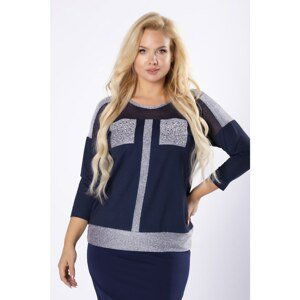 Knitted blouse with breast pockets and mesh insert on the shoulders