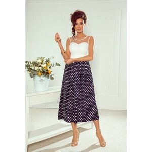 cocktail midi dress with pleated hem and tulle insert on the neckline
