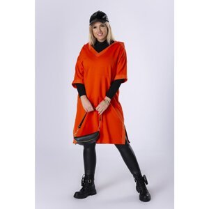 sporty dress with a hood and V-neck