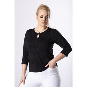 casual blouse with an application at the neckline