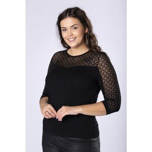 fitted blouse with a tulle insert on the neckline with a glitter finish