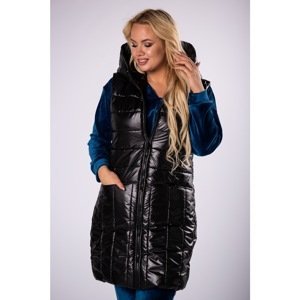 quilted vest with a hood and decorative stripes