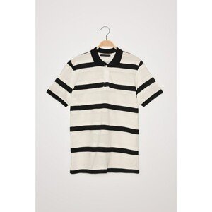 Trendyol Black Men's Slim Fit Short Sleeve Striped Polo Neck T-shirt