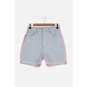 Trendyol Blue Pink Color Block Denim Shorts