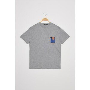 Trendyol Gray Men's Regular Fit Short Sleeve Printed T-Shirt