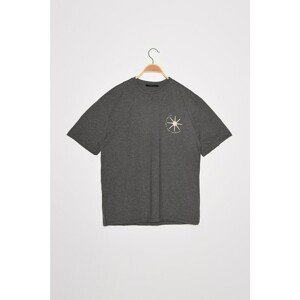 Trendyol Anthracite Men's Oversized Short Sleeve Printed T-Shirt