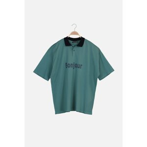 Trendyol Green Men's Oversized Short Sleeve Printed Polo Neck T-shirt