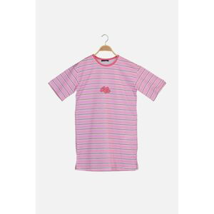 Trendyol Pink Line Detailed Knitted Tunic T-shirt
