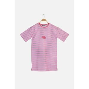 Trendyol Pink Line Detailed Knitted Tunic T-shirt
