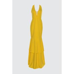 Trendyol Yellow Flywheel Detailed Evening Dress & Graduation Gown