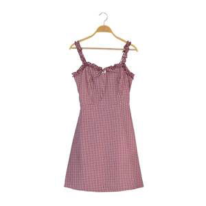 Trendyol Burgundy Strapped Checkered Dress