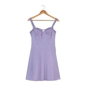 Trendyol Lilac Strapped Checkered Dress