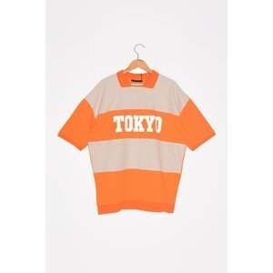 Trendyol Orange Men's Oversized Short Sleeve Polo Neck T-shirt