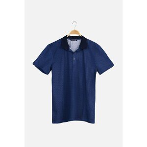 Trendyol Navy Blue Men Slim Fit Short Sleeve Printed Polo Neck T-shirt