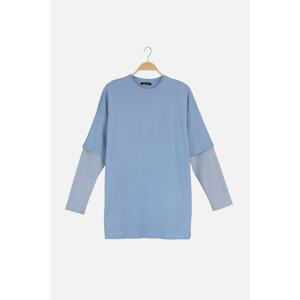 Trendyol Blue Sleeve Detailed T-shirt Tunic