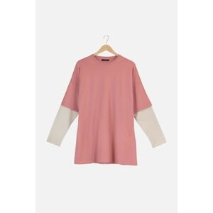 Trendyol Dried Rose Sleeve Detailed Tunic T-shirt