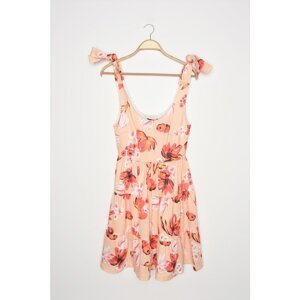 Trendyol Salmon Patterned Strappy Knitted Dress