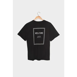 Trendyol Black Printed Back Boyfriend Knitted T-Shirt