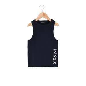 Trendyol Navy Blue Printed Crop Knitted Undershirt