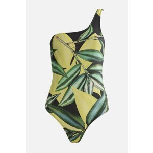 Trendyol Colorful Leaf Pattern One Shoulder Swimsuit