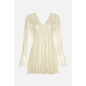 Trendyol White Lace Double Breasted Dress