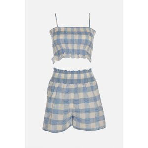 Trendyol Blue Plaid Gimped Detailed Under-Top Team