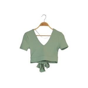 Trendyol Mint Tie Detailed Corded Knitted Blouse
