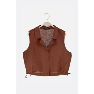 Trendyol Brown Jacket Collar Blouse