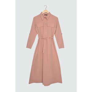 Trendyol Dried Rose Shirt Collar Hijab Dress