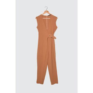 Trendyol Brown Belt Detailed Overalls