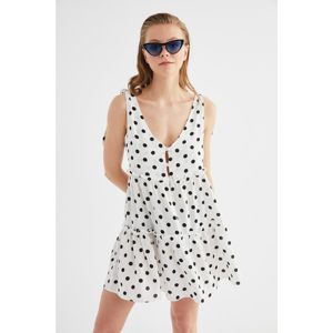 Trendyol Polka Dot Button Detailed Viscose Beach Dress