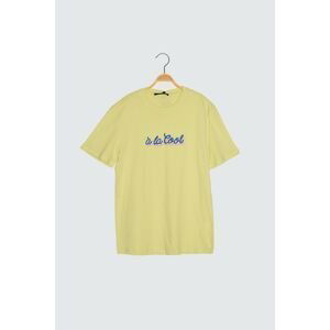 Trendyol Yellow Men's Slim Fit Short Sleeve Embroidered T-Shirt