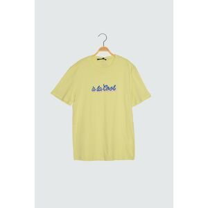 Trendyol Yellow Men's Slim Fit Short Sleeve Embroidered T-Shirt
