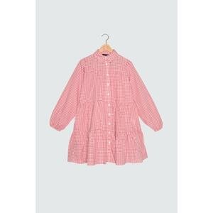Trendyol Pink Plaid Shirt Collar Tunic
