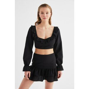 Trendyol Black Ruffle Detailed Bottom-Top Team