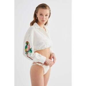 Trendyol White Parrot Embroidery Detailed Blouse