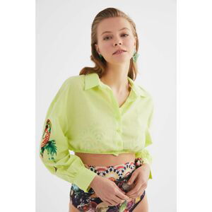 Trendyol Light Green Parrot Embroidered Blouse