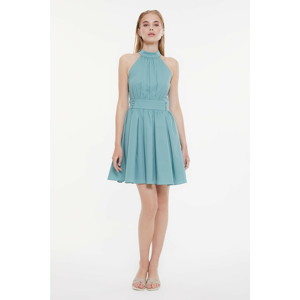 Trendyol Mint Halter Neck Ruffle Dress